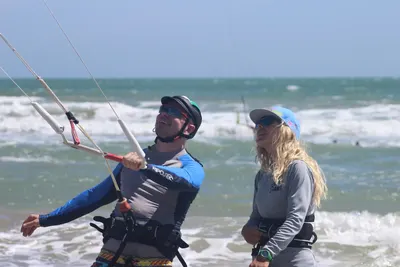 Kitesurfing lesson in the shallows of Malibu beach, Mui Ne