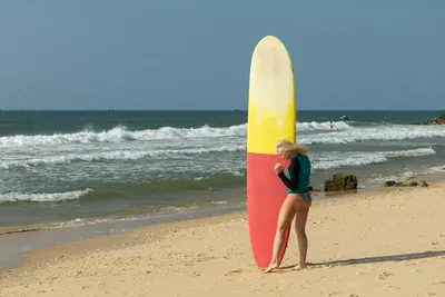 K1 school longboard on the beach in Mui Ne before a lesson