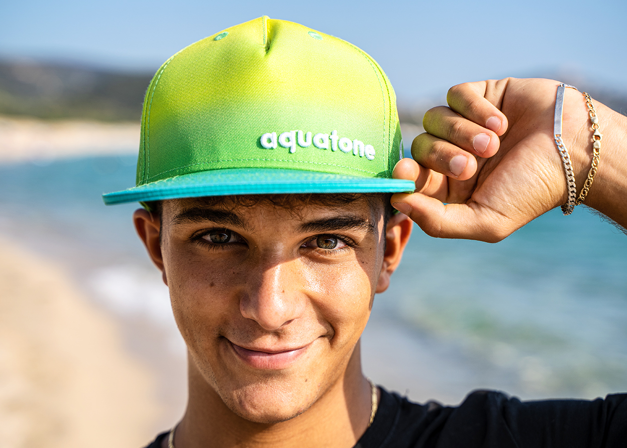 Aquatone LOGO CAP Green/Blue Gradient flat-brim cap Apparel — top view