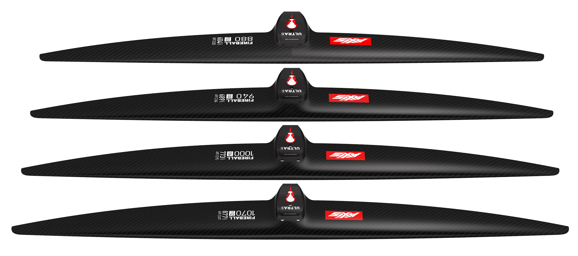 Переднее крыло фойла AXIS Foils AXIS FIREBALL 1070 ULTRA High Mod Carbon Hydrofoil wing — вид сверху