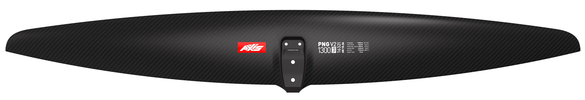 Переднее крыло фойла AXIS Foils AXIS PNG V2 1300 Ultra High Mod Reinforced Carbon Hydrofoil wing — side view