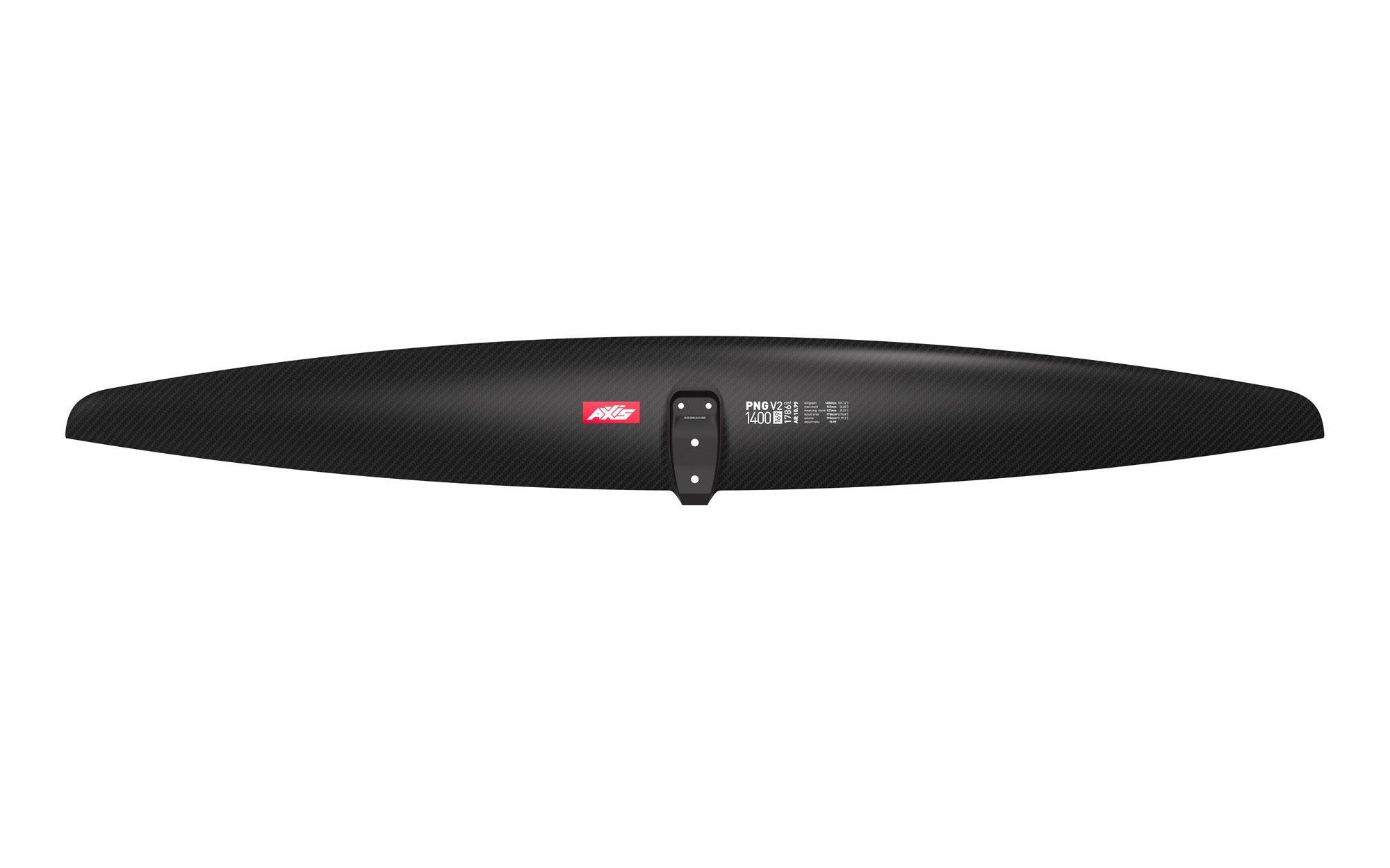 Переднее крыло фойла AXIS Foils AXIS PNG V2 1400 Ultra High Mod Reinforced Carbon Hydrofoil wing — вид сверху