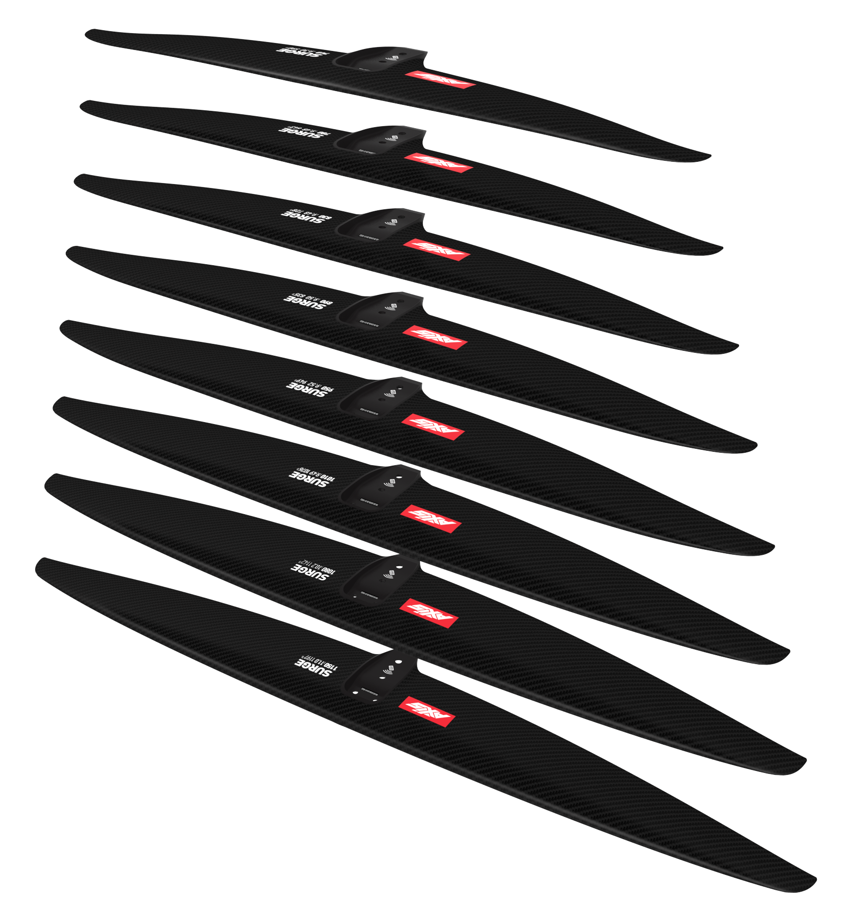 Переднее крыло фойла AXIS Foils AXIS SURGE 1080 Carbon Hydrofoil wing — in action on the water
