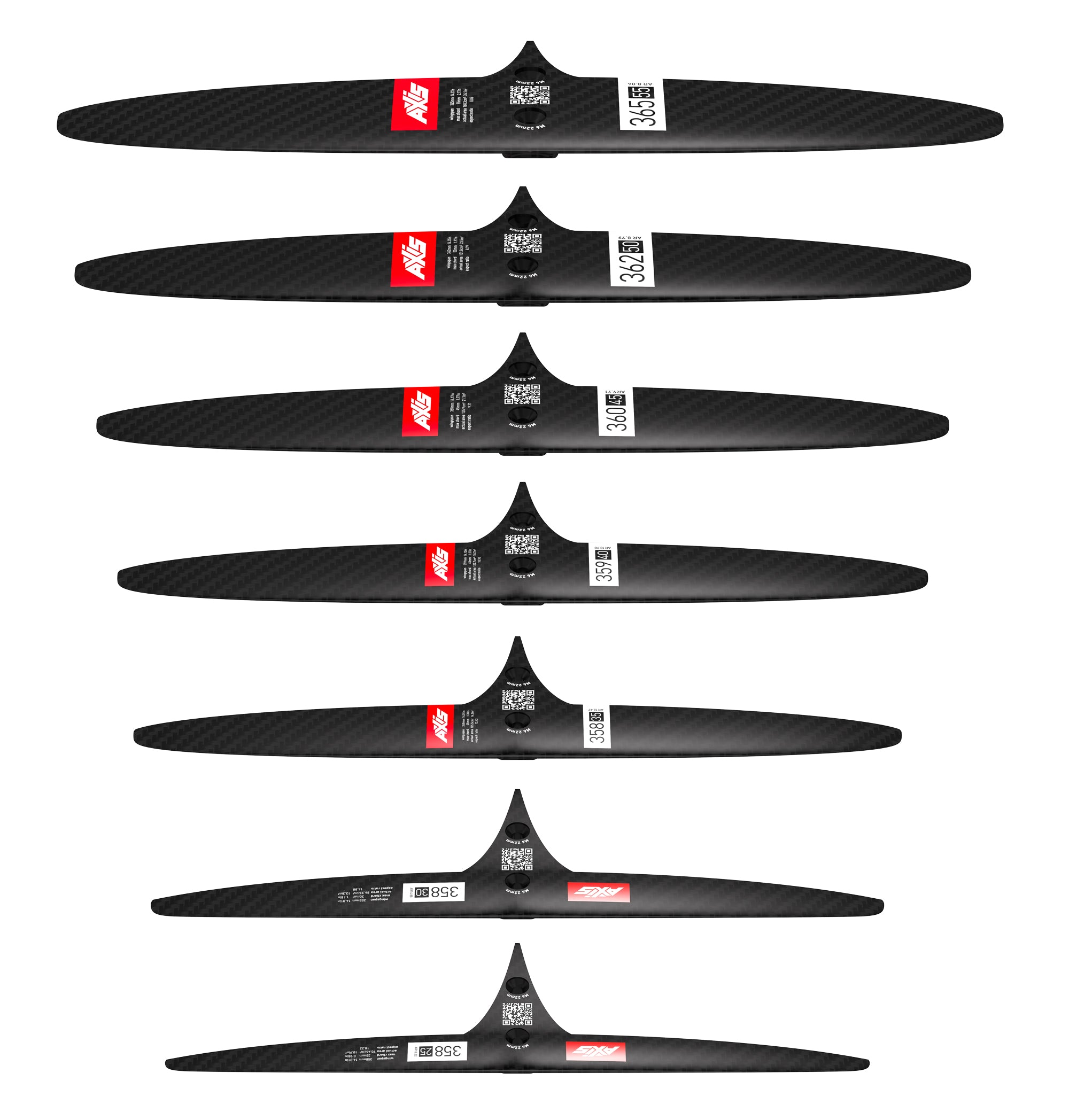 Переднее крыло фойла AXIS Foils SKINNY - 360/45 Carbon Rear Hydrofoil wing — детали конструкции