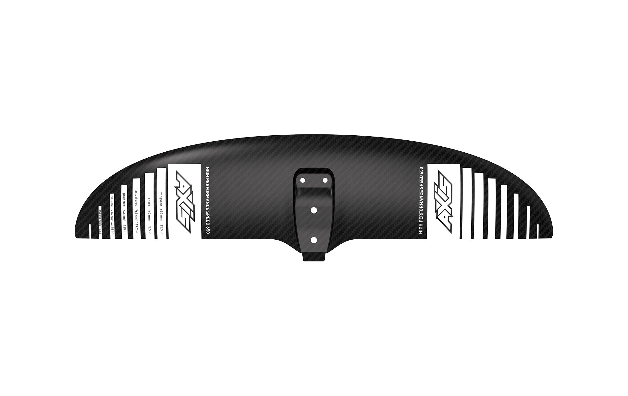 Переднее крыло фойла AXIS Foils HPS 650 Carbon Hydrofoil Wing — вид сбоку