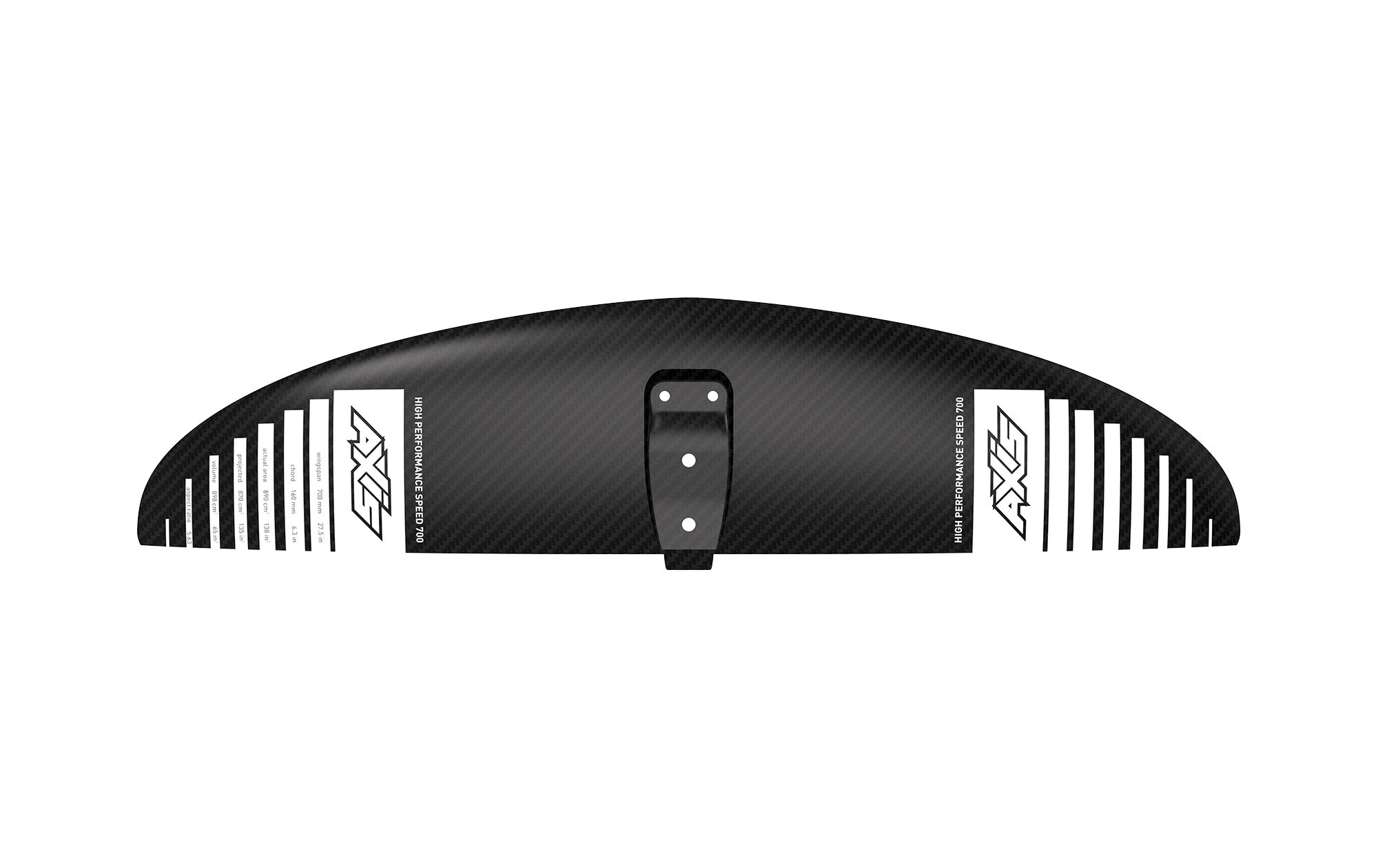 Переднее крыло фойла AXIS Foils HPS 700 Carbon Hydrofoil Wing — side view