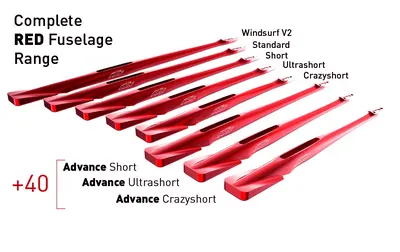 Фюзеляж фойла AXIS Foils Red Ultrashort Advance Fuselage — вид сверху