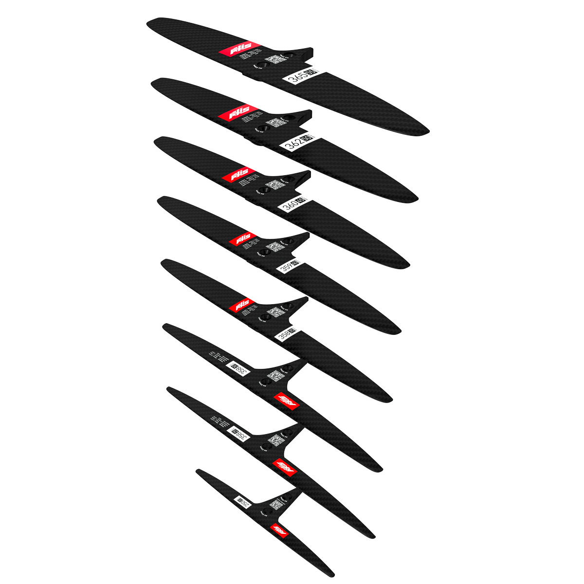 Переднее крыло фойла AXIS Foils SKINNY - 250/20 Carbon Rear Hydrofoil wing — вид сверху