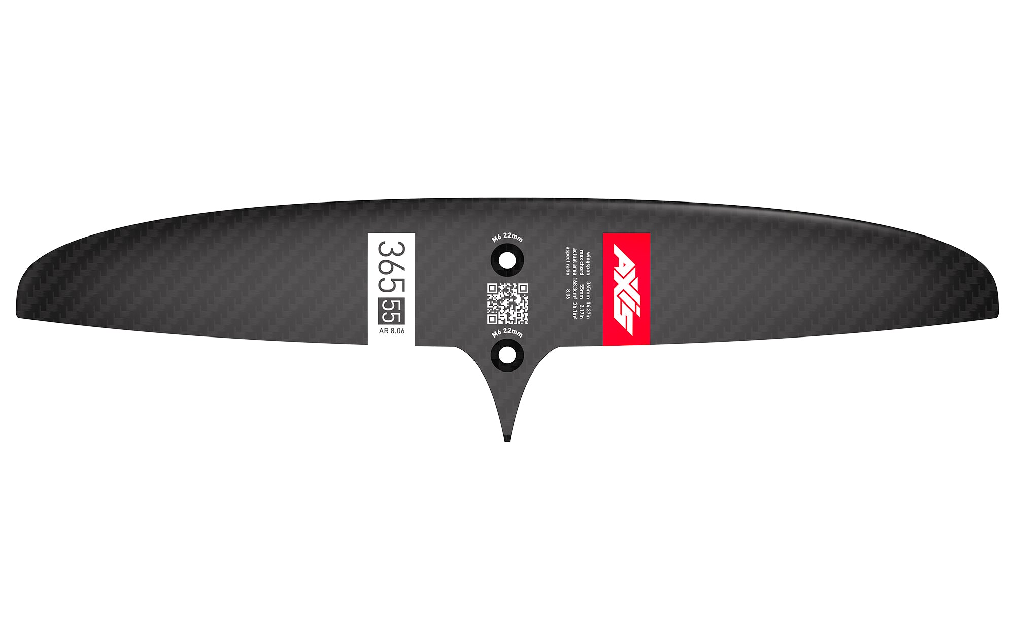 Переднее крыло фойла AXIS Foils SKINNY - 365/55 Carbon Rear Hydrofoil wing — вид сбоку