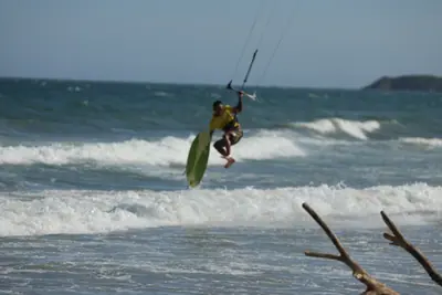 A kiter on the wave, Sandunes beach, Mui Ne