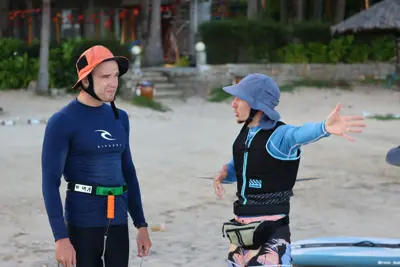 Going through technique with the instructor before the session