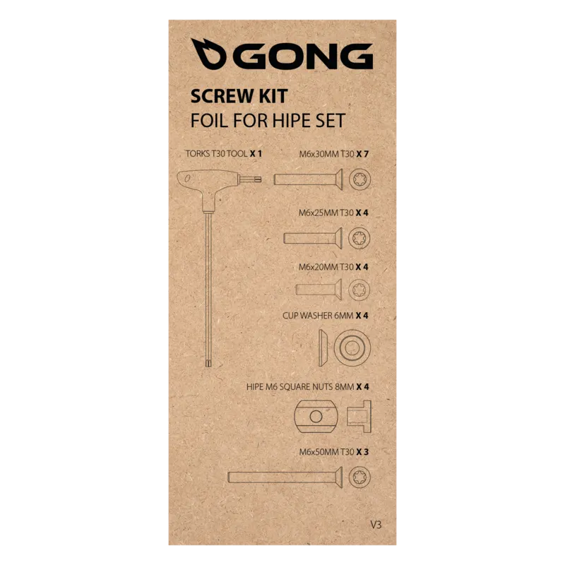 Комплектующие GONG Полный комплект винтов для фойла HIPE V3 — купить в K1.surf