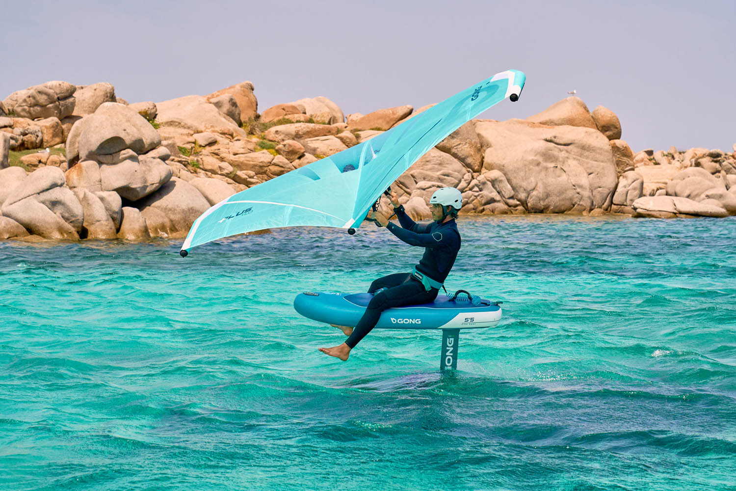 GONG Wing foil Board Inflatable HIPE Perf 5'10 G1 Foilboard — in action on the water