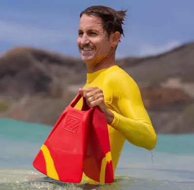 Плавник Hubboards DubZero Swim Fins - Red & Yellow — вид сбоку