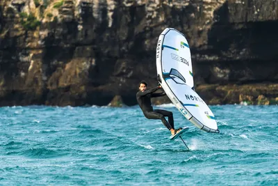 North North Foil Fullsuit 4/3mm Uzip Hydrofoil — in action on the water
